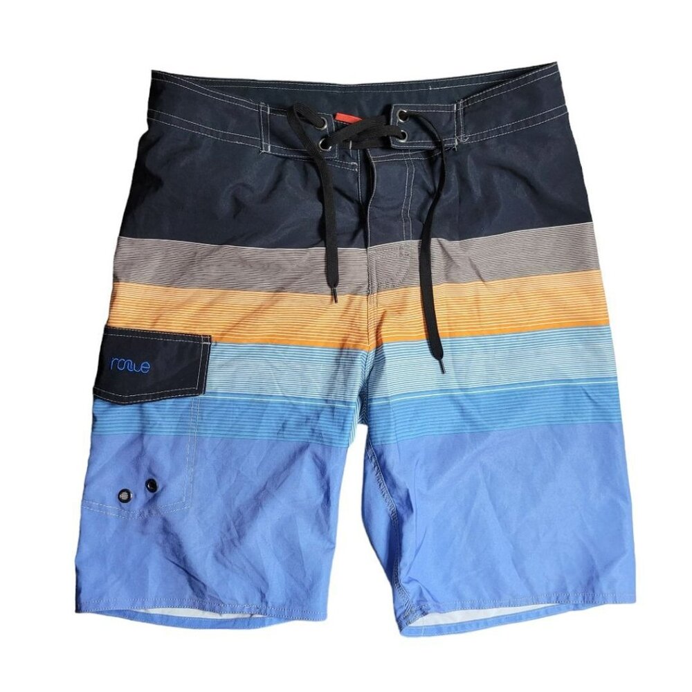 Nonwe Swim‎ Trunks Shorts Suit Mens Size 30 Adjustable Waist Tie Closure Blue
